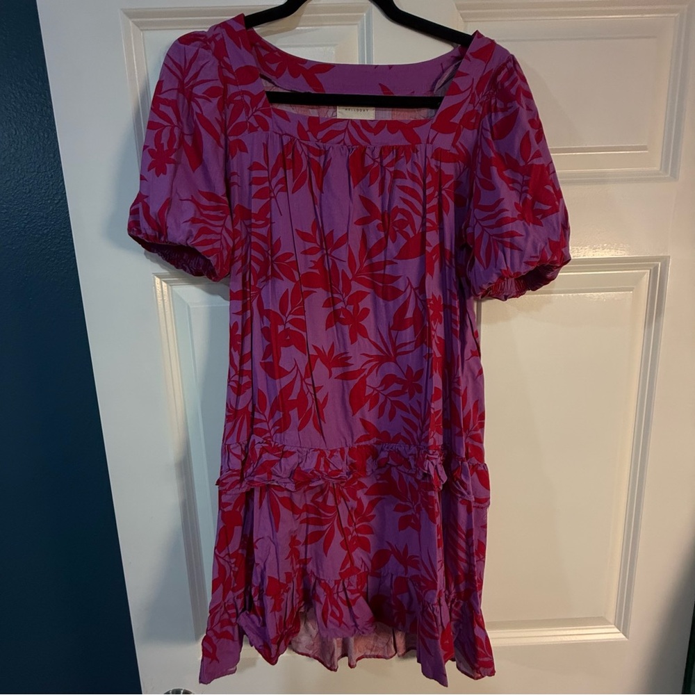 MELLODAY Purple and Red Patterned Top